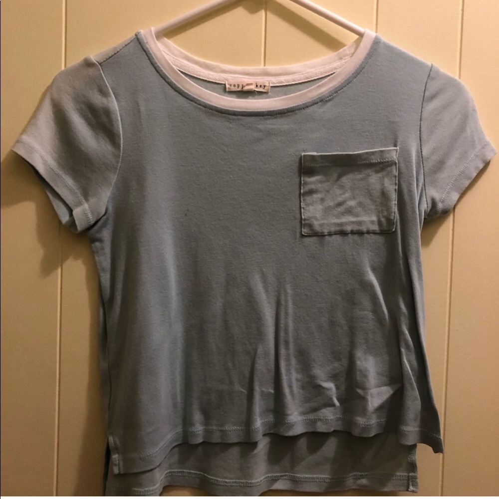 Copper key blue shirt